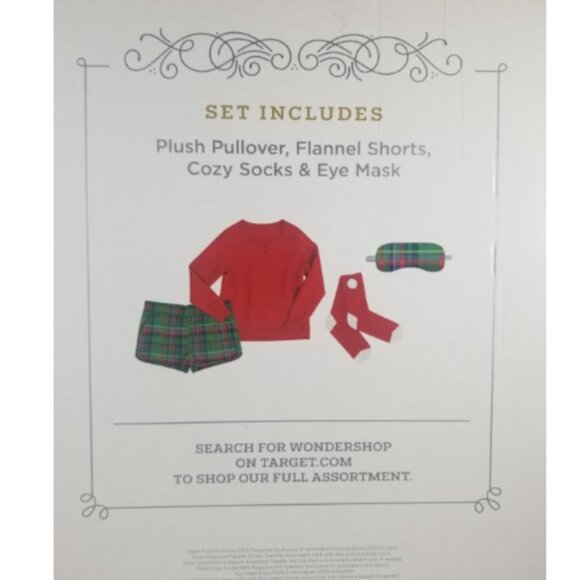 Women’s Christmas Plaid Pajama Set Red Top & Green Tartan Shorts - Picture 3 of 3
